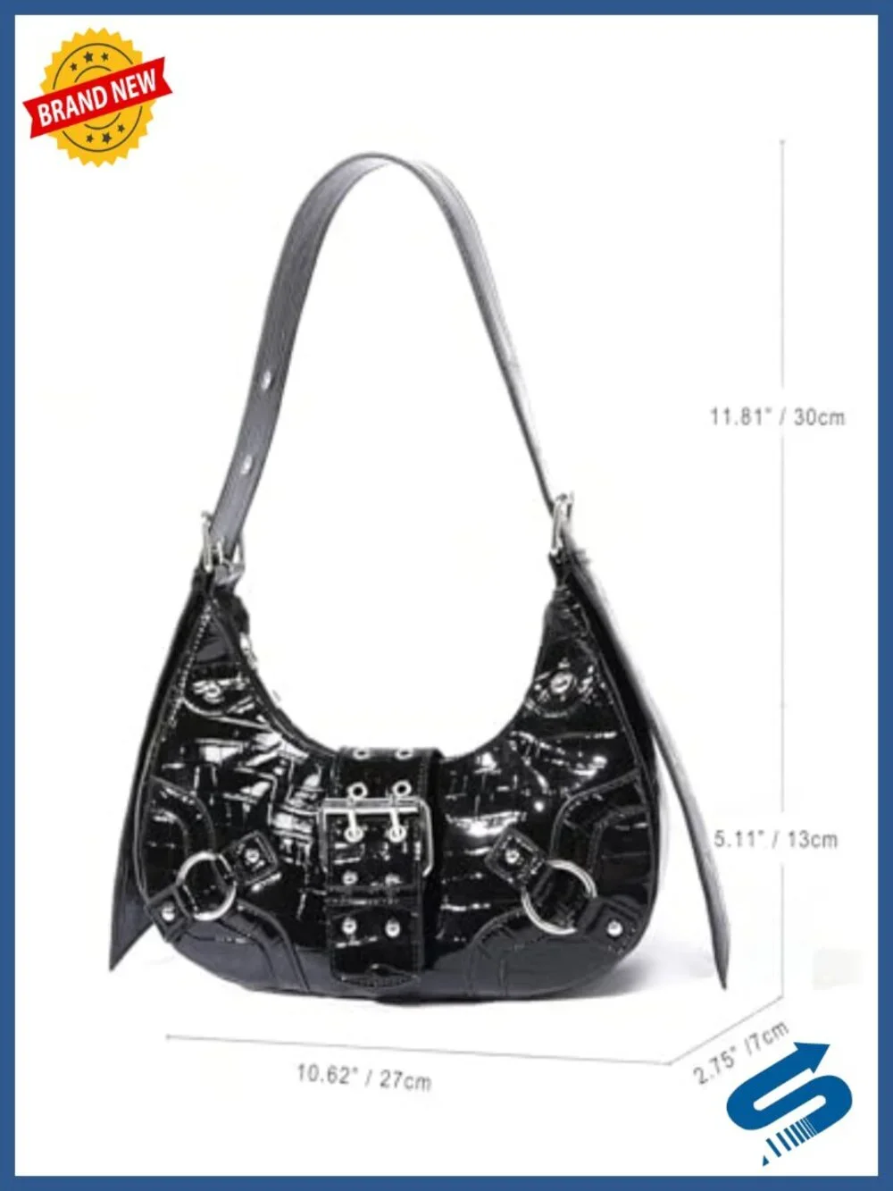 Y2K Studded PU Leather Clutch Handbag Boho Shoulder Bag